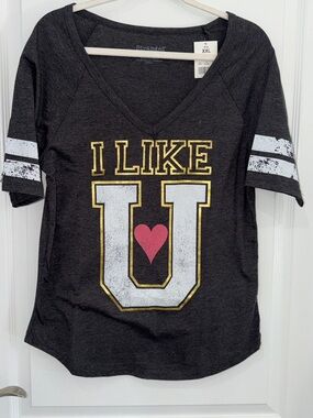 Stranded Women's Charcoal T-Shirt graphic that says "I LIKE U"size XXLARGE NWT